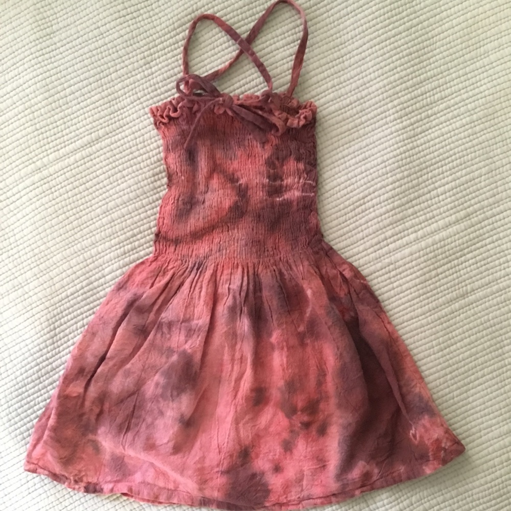 Ruched top tie dye toddler dress